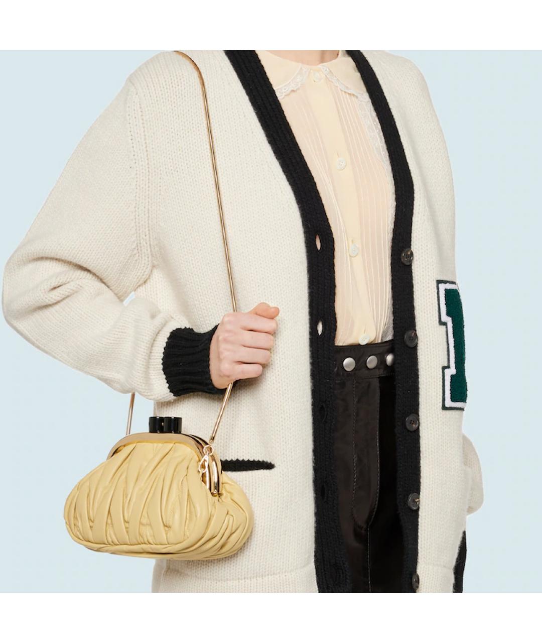 MIU MIU Желтая кожаная сумка через плечо, фото 5