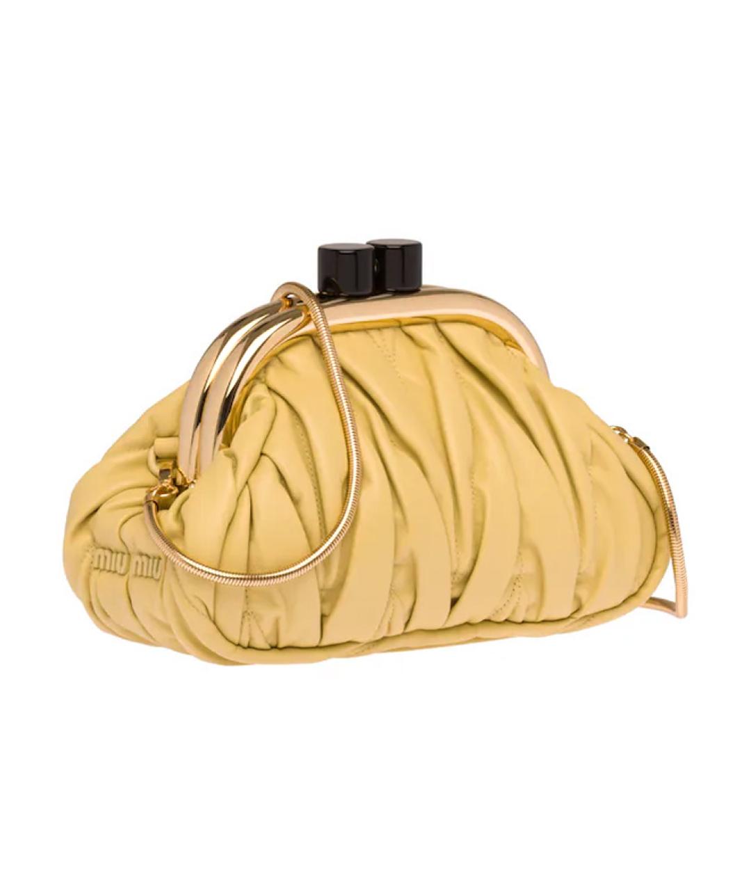 MIU MIU Желтая кожаная сумка через плечо, фото 2