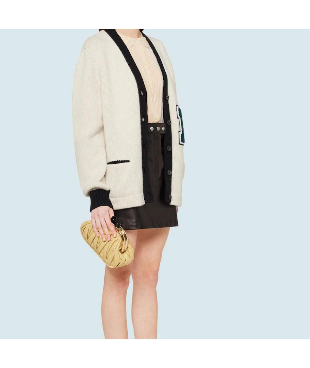 MIU MIU Желтая кожаная сумка через плечо, фото 4