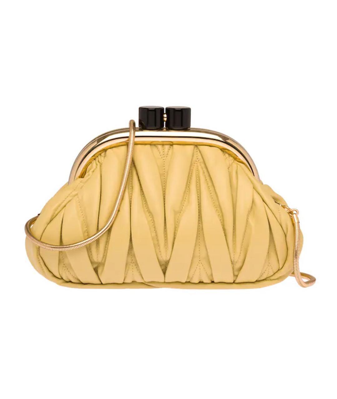 MIU MIU Желтая кожаная сумка через плечо, фото 3