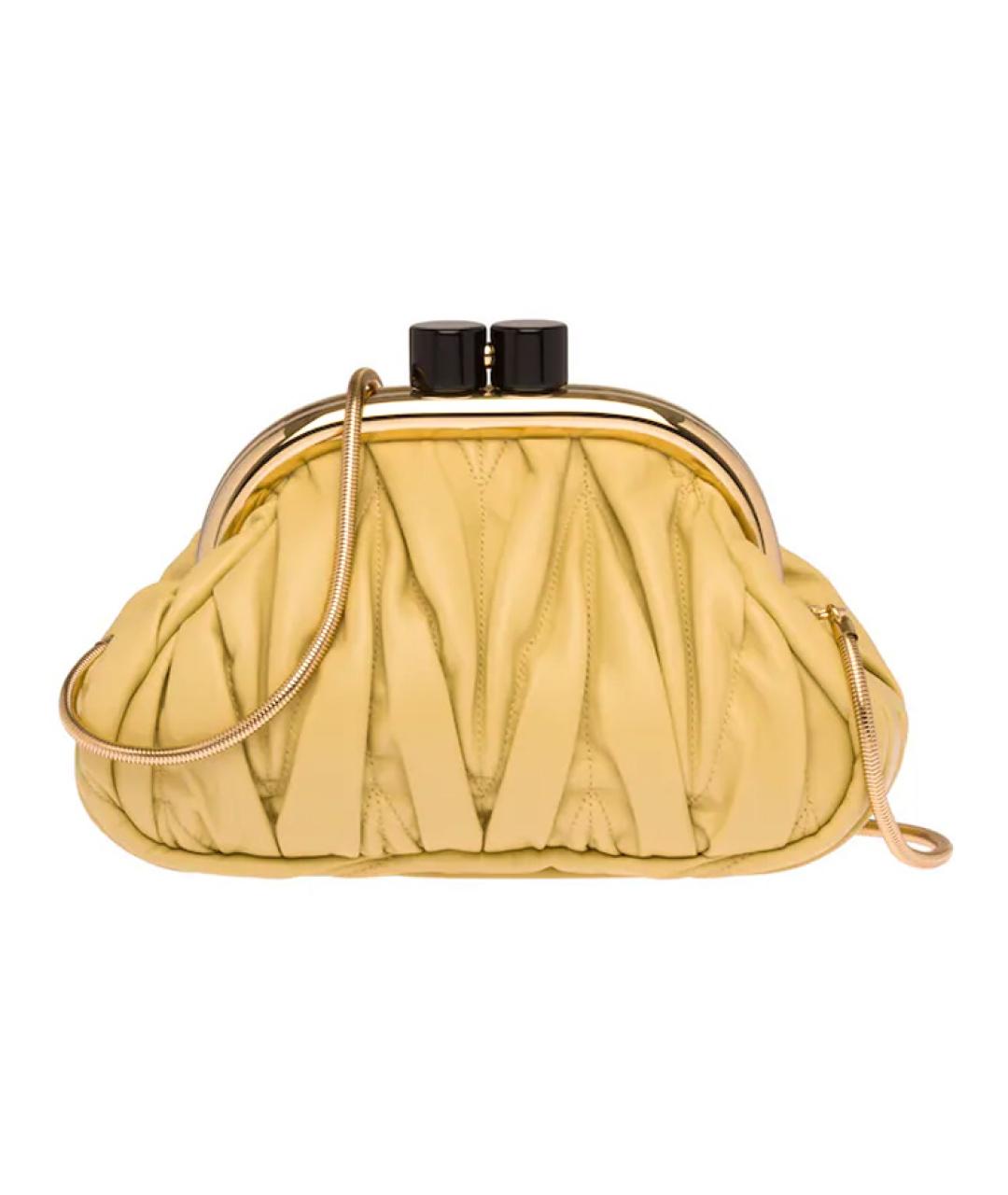 MIU MIU Желтая кожаная сумка через плечо, фото 6