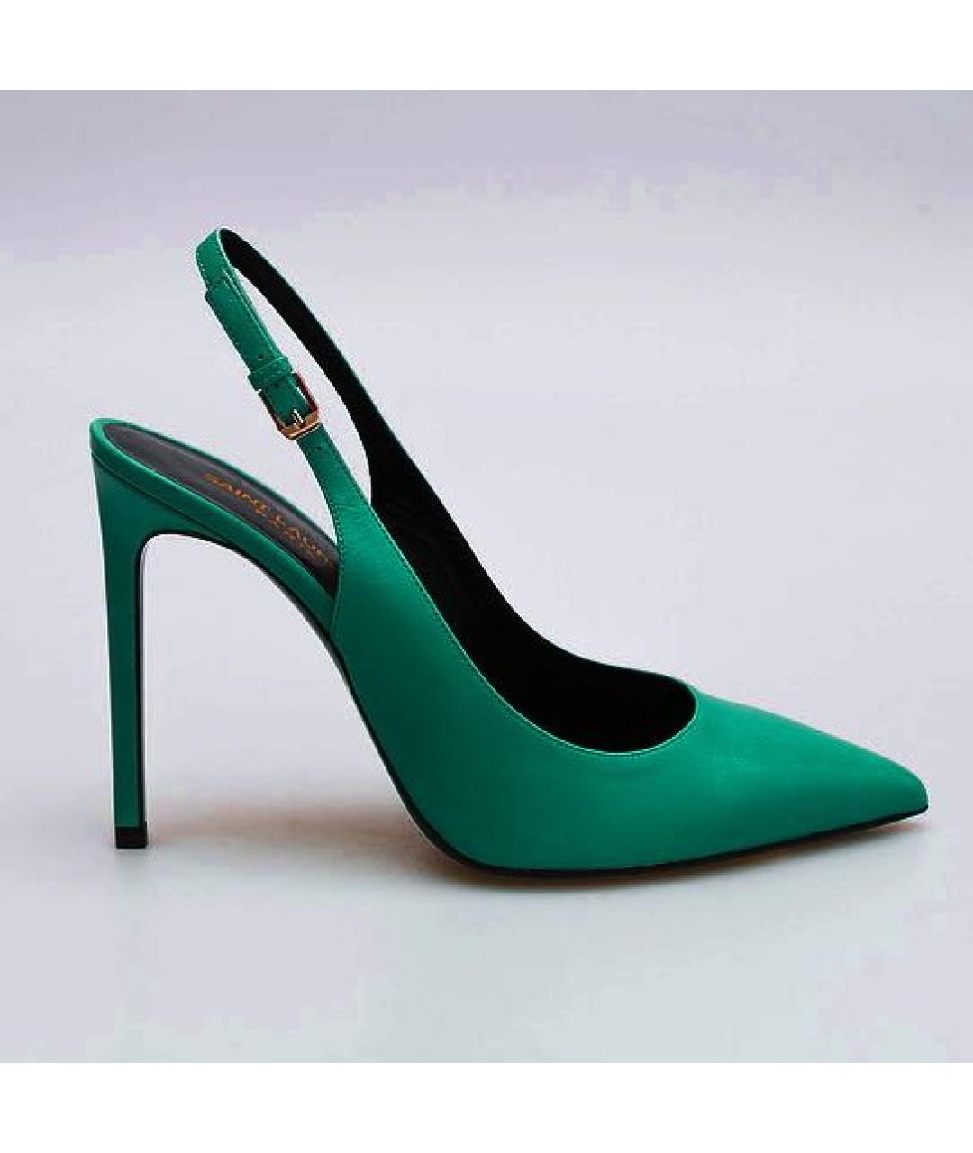 SAINT LAURENT Зеленые кожаные туфли, фото 8