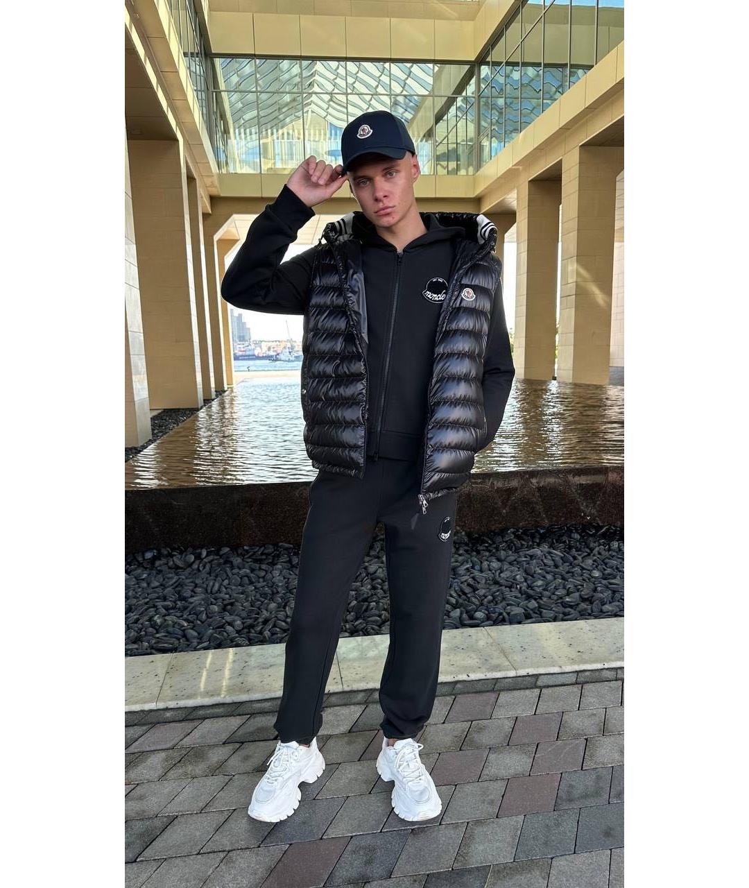 MONCLER Черные хлопковые повседневные брюки, фото 3