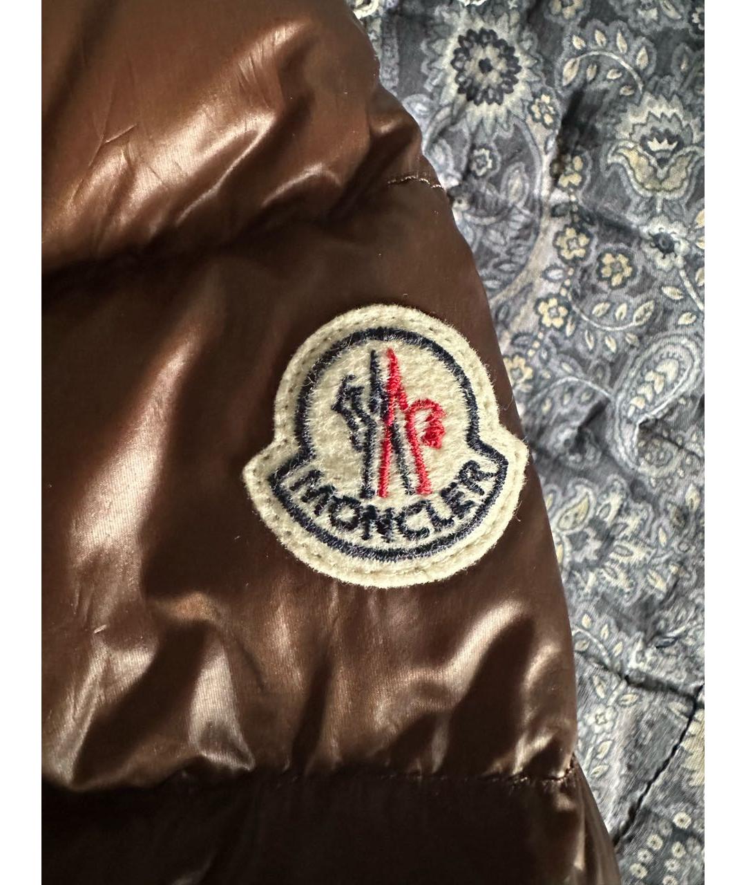MONCLER Коричневый полиамидовый пуховик, фото 6