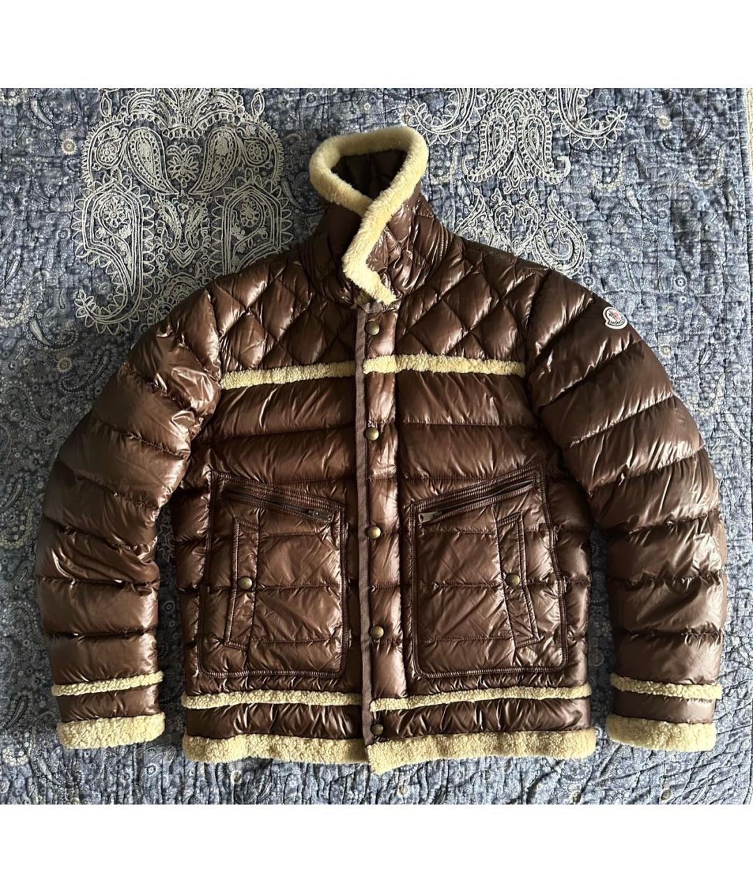 MONCLER Коричневый полиамидовый пуховик, фото 9