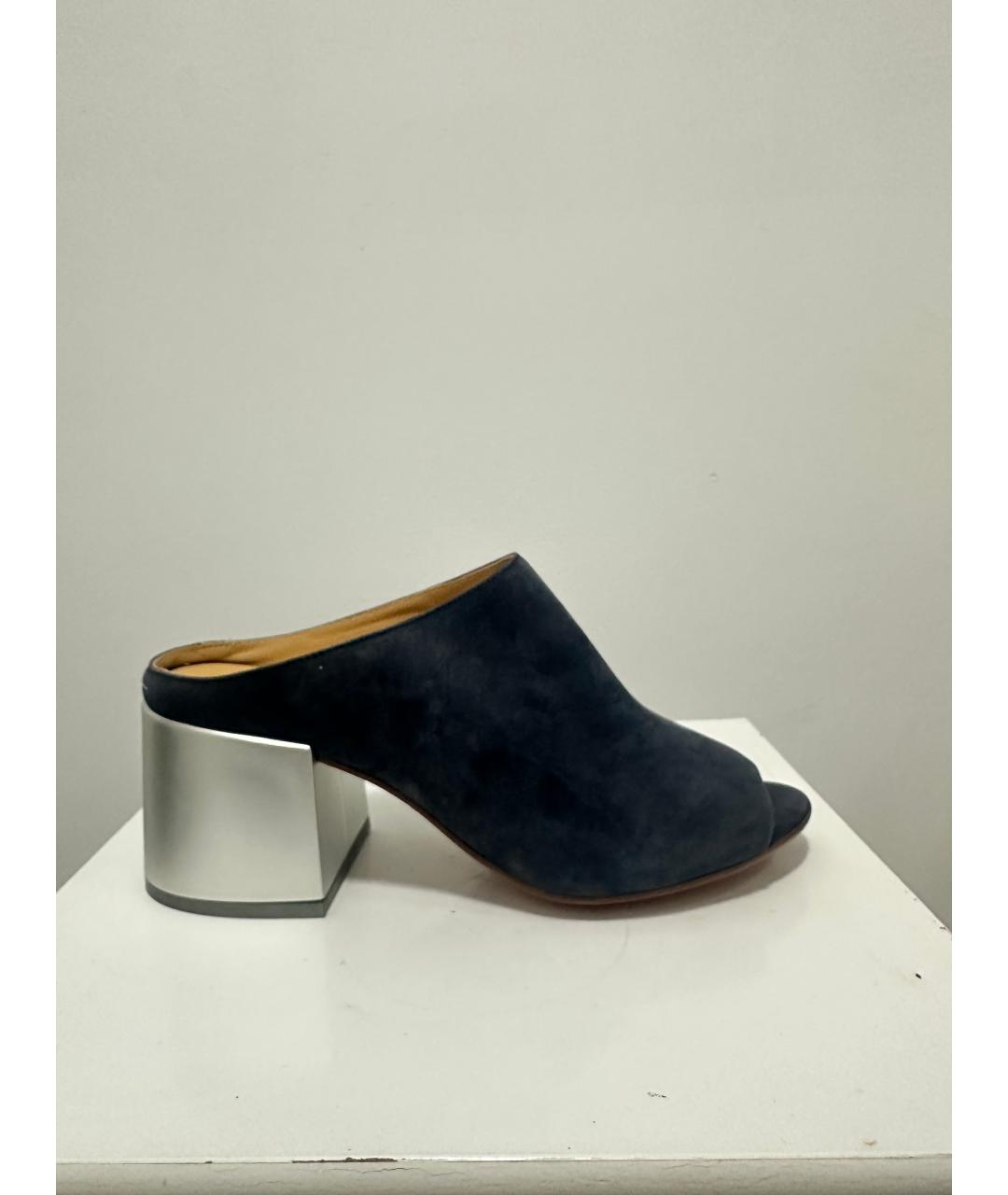 MAISON MARGIELA Антрацитовые замшевые мюли, фото 5
