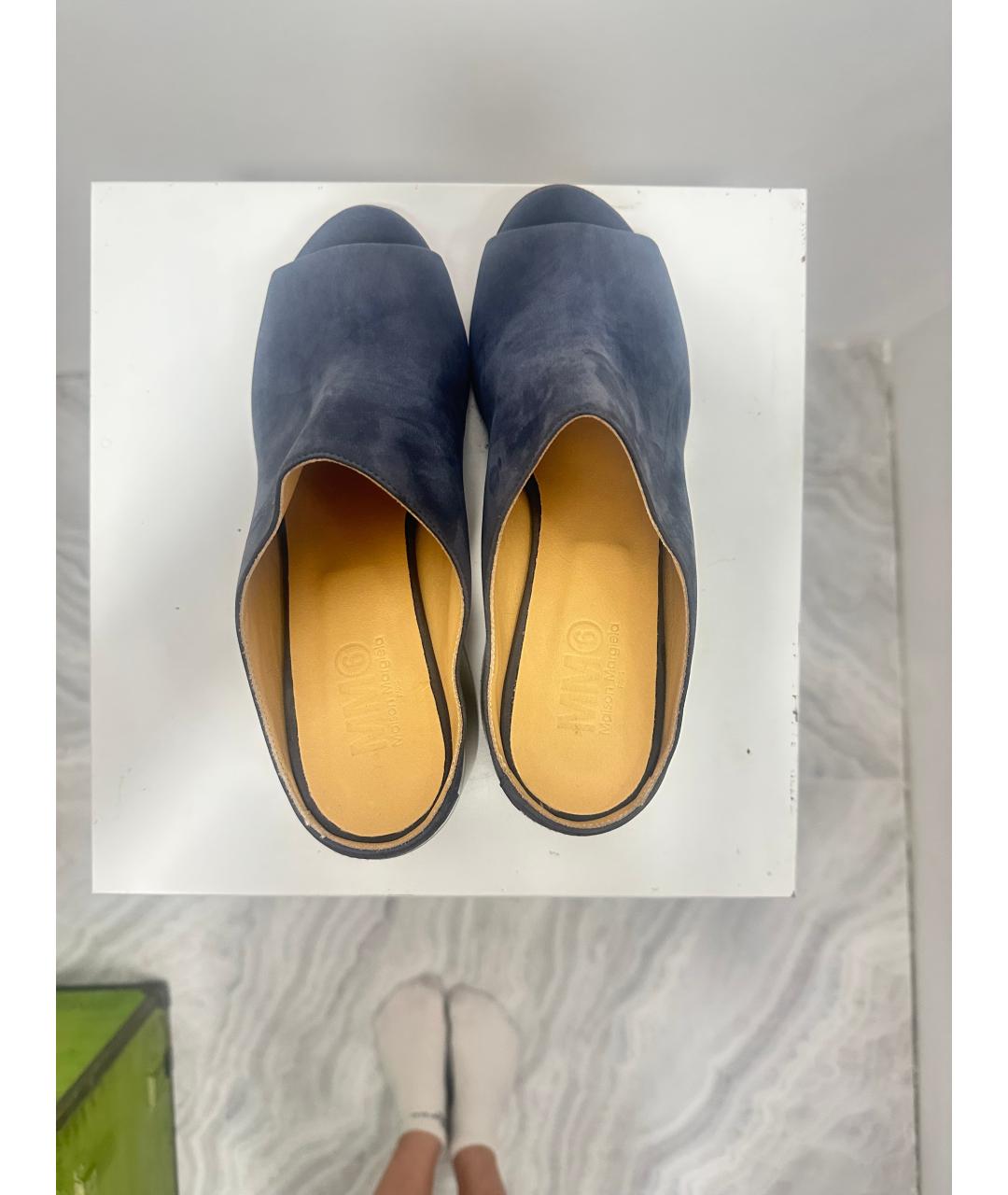 MAISON MARGIELA Антрацитовые замшевые мюли, фото 3