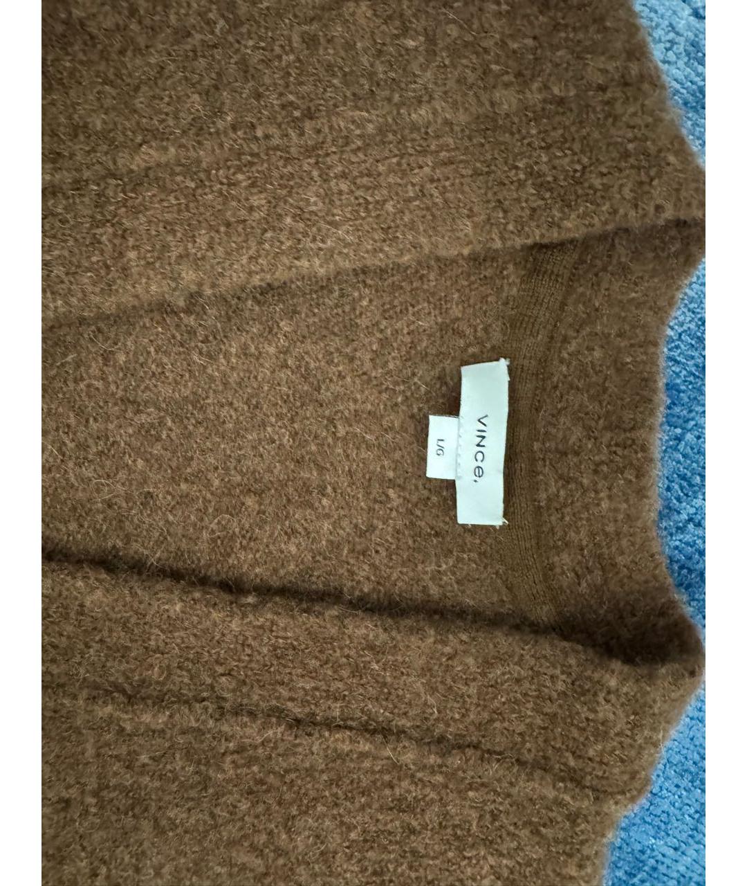 VINCE Коричневый шерстяной кардиган, фото 3