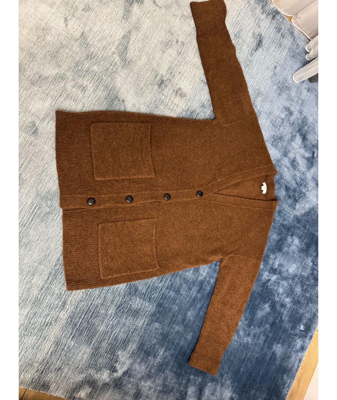 VINCE Коричневый шерстяной кардиган, фото 9