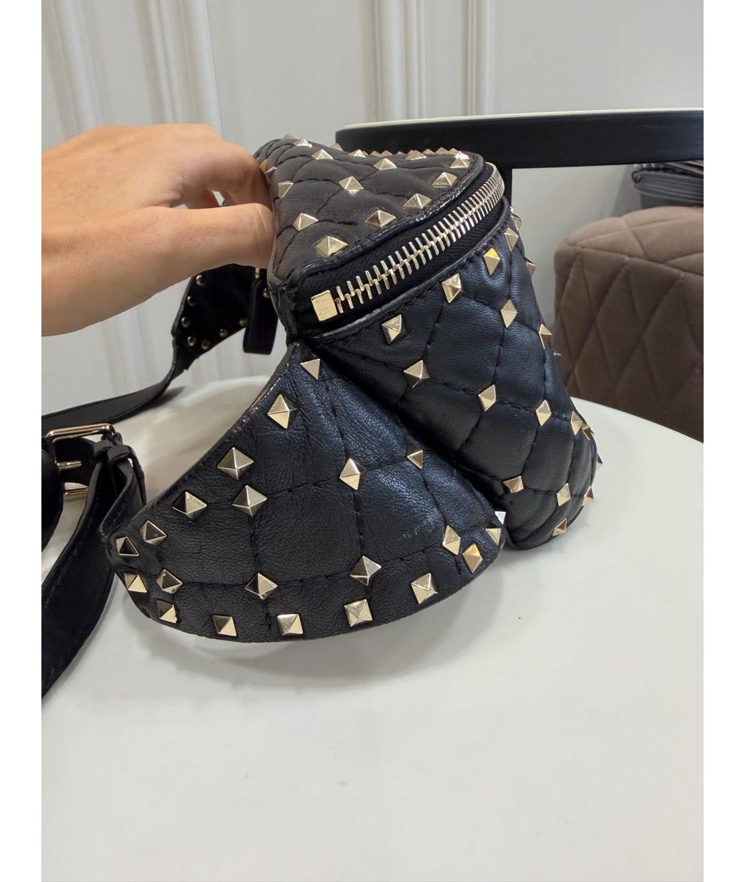 VALENTINO Черная кожаная поясная сумка, фото 3