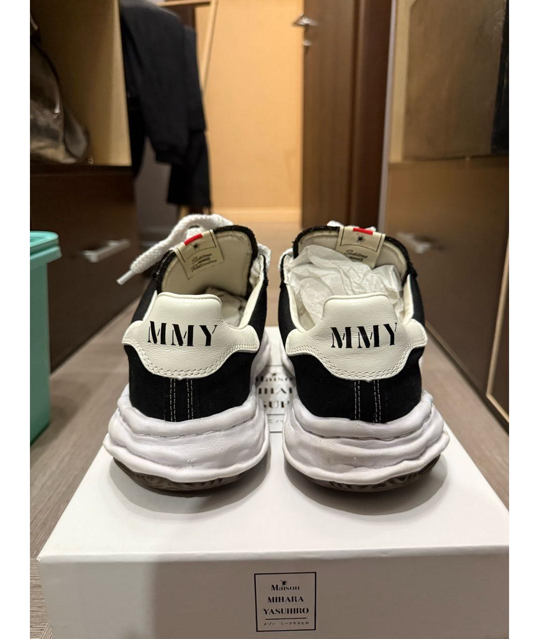 MAISON MIHARA YASUHIRO Черные текстильные низкие кроссовки / кеды, фото 4