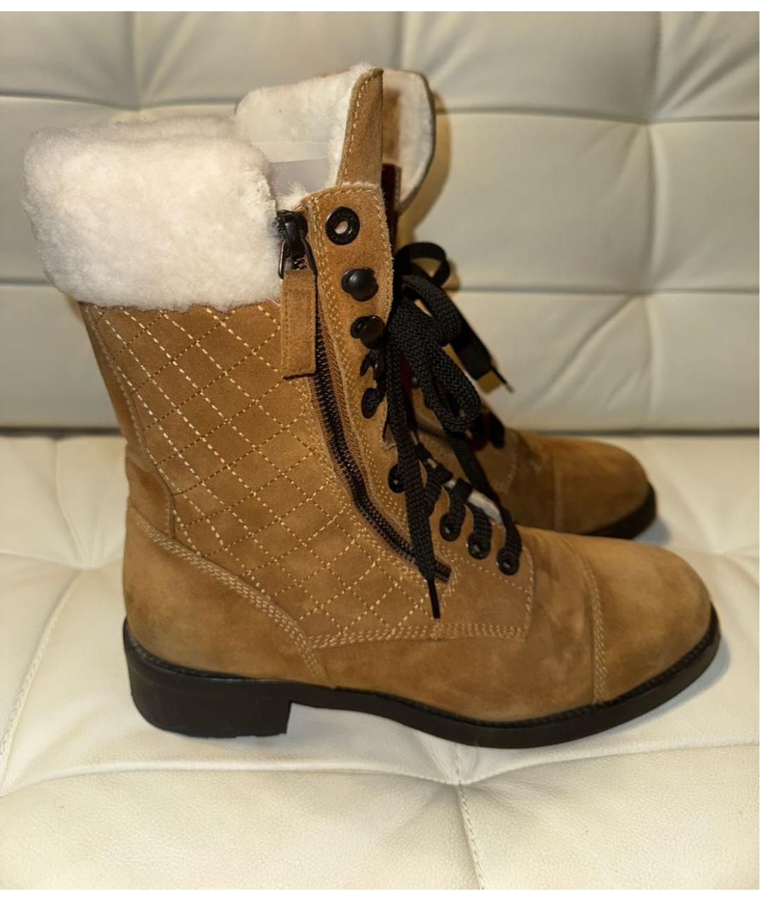 CHANEL Бежевые замшевые сапоги, фото 8