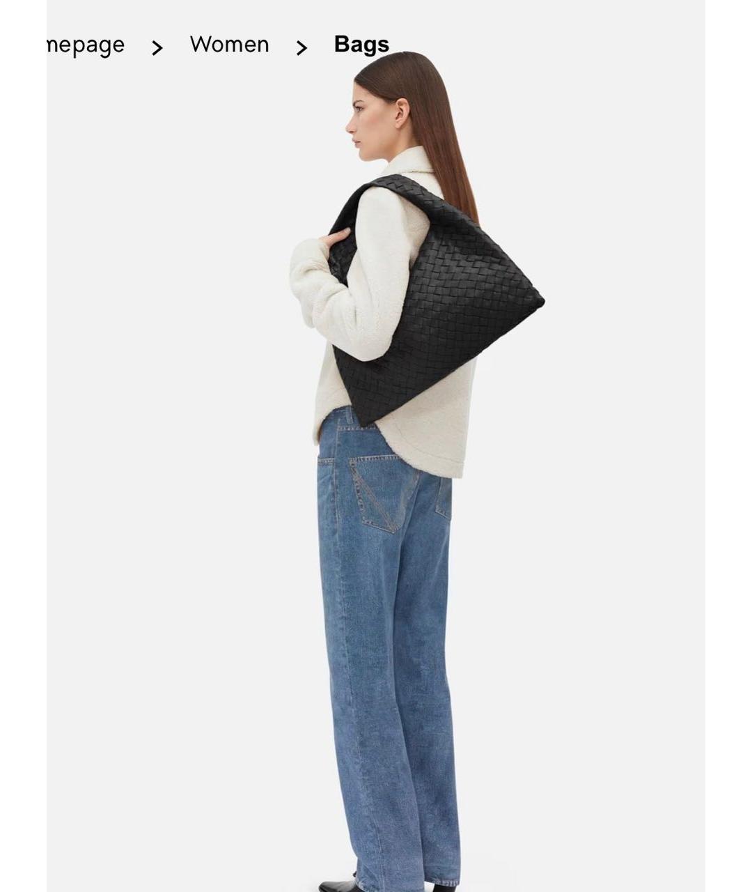 BOTTEGA VENETA Черная кожаная сумка тоут, фото 6