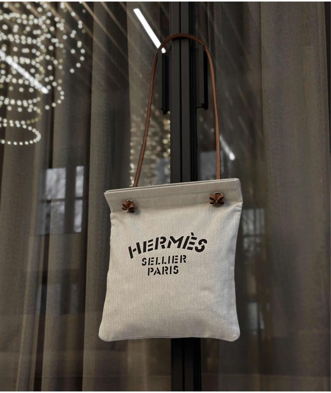 HERMES Бежевая тканевая сумка через плечо, фото 3