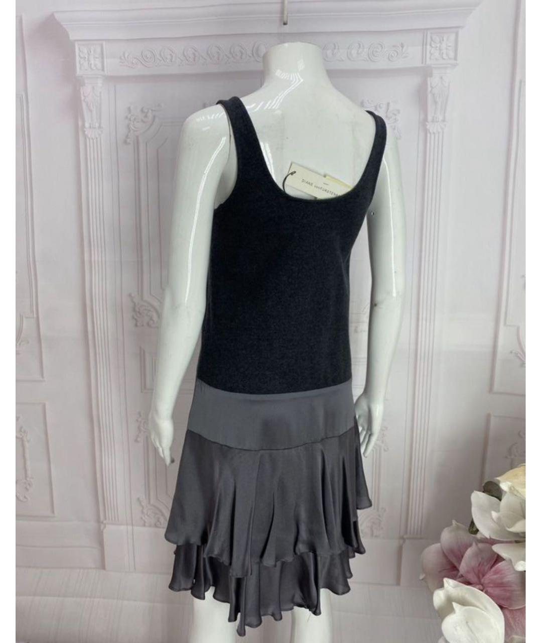 DIANE VON FURSTENBERG Серое шерстяное повседневное платье, фото 7