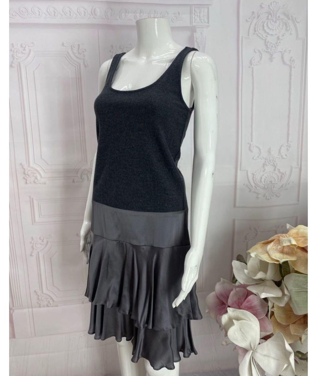 DIANE VON FURSTENBERG Серое шерстяное повседневное платье, фото 6