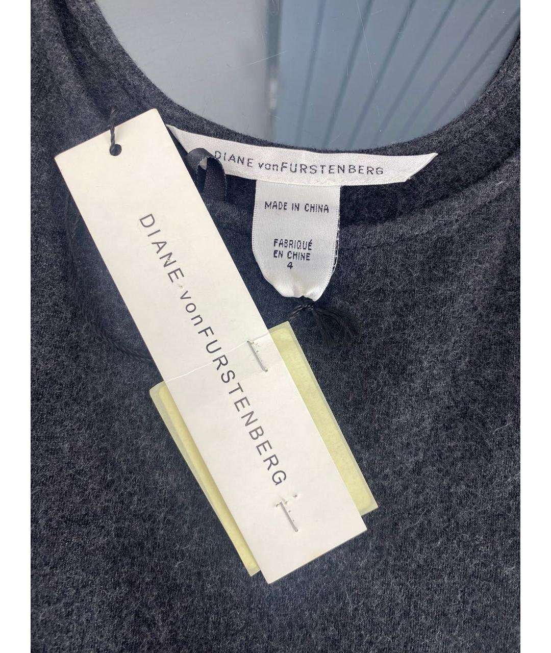 DIANE VON FURSTENBERG Серое шерстяное повседневное платье, фото 3