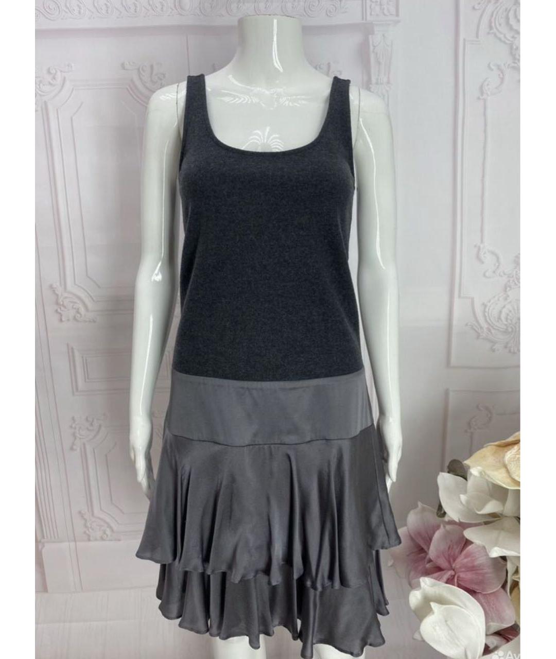 DIANE VON FURSTENBERG Серое шерстяное повседневное платье, фото 5