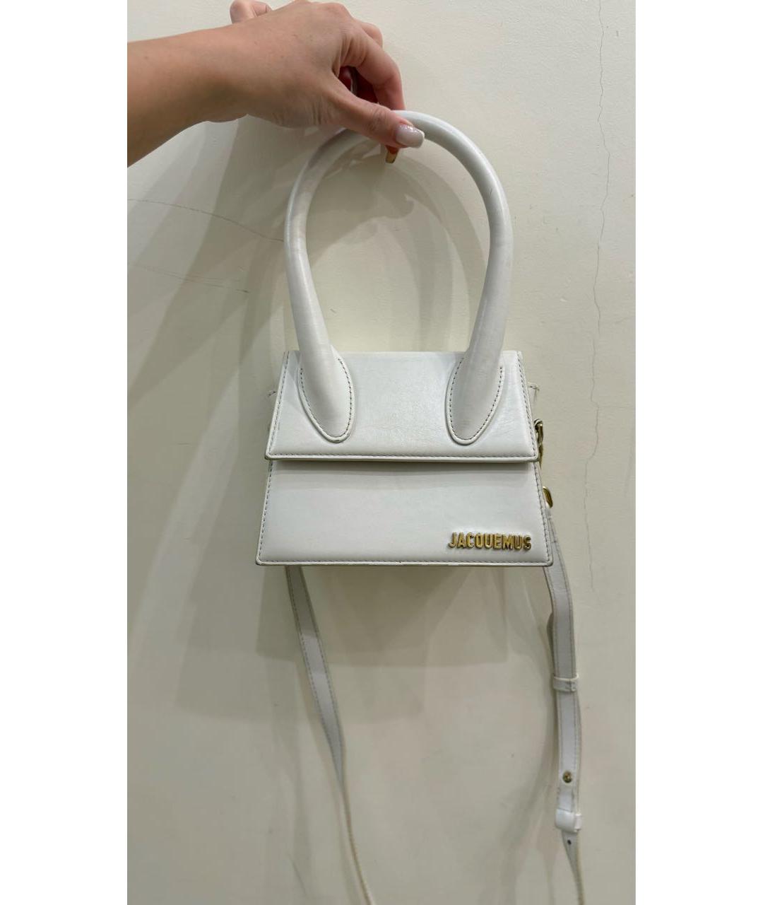 JACQUEMUS Белая кожаная сумка через плечо, фото 5