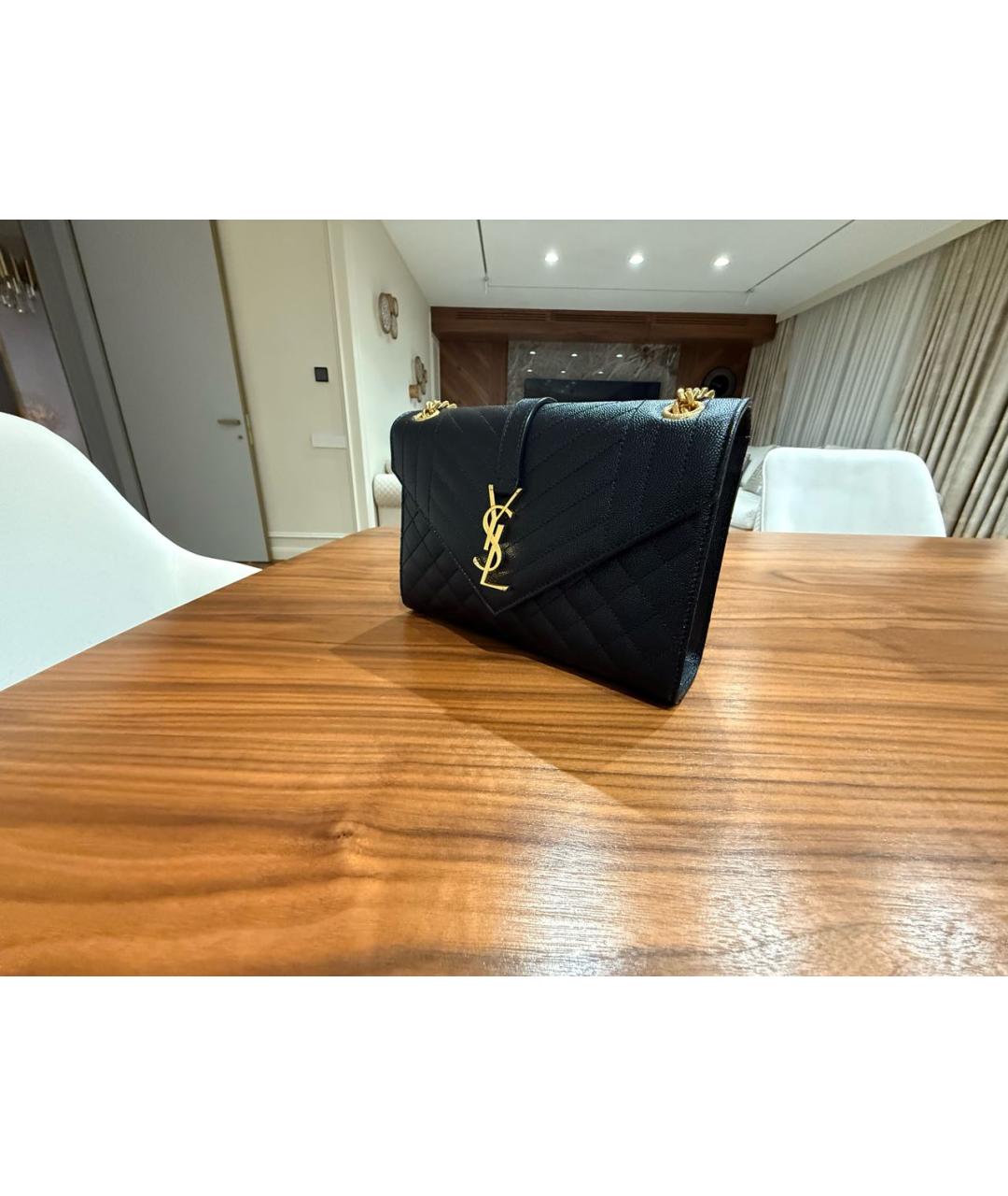 SAINT LAURENT Черная кожаная сумка через плечо, фото 2