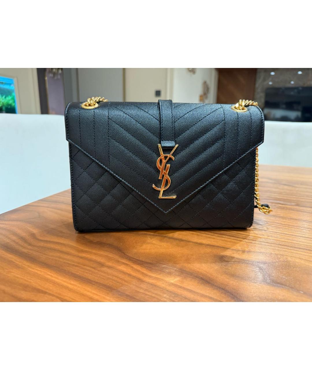 SAINT LAURENT Черная кожаная сумка через плечо, фото 6