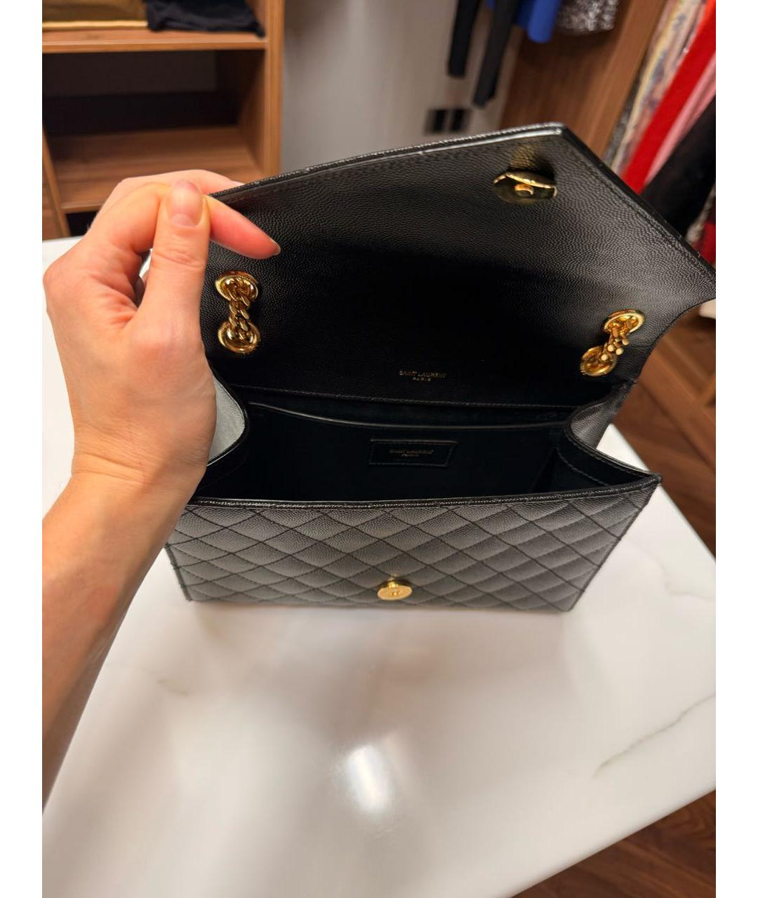 SAINT LAURENT Черная кожаная сумка через плечо, фото 4