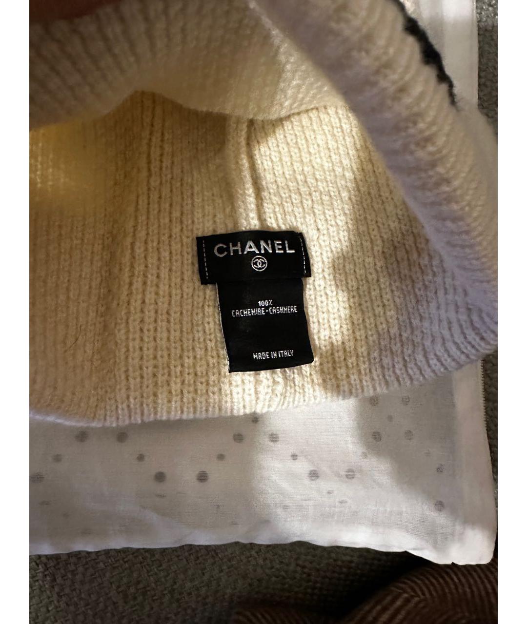 CHANEL Белая кашемировая шапка, фото 4