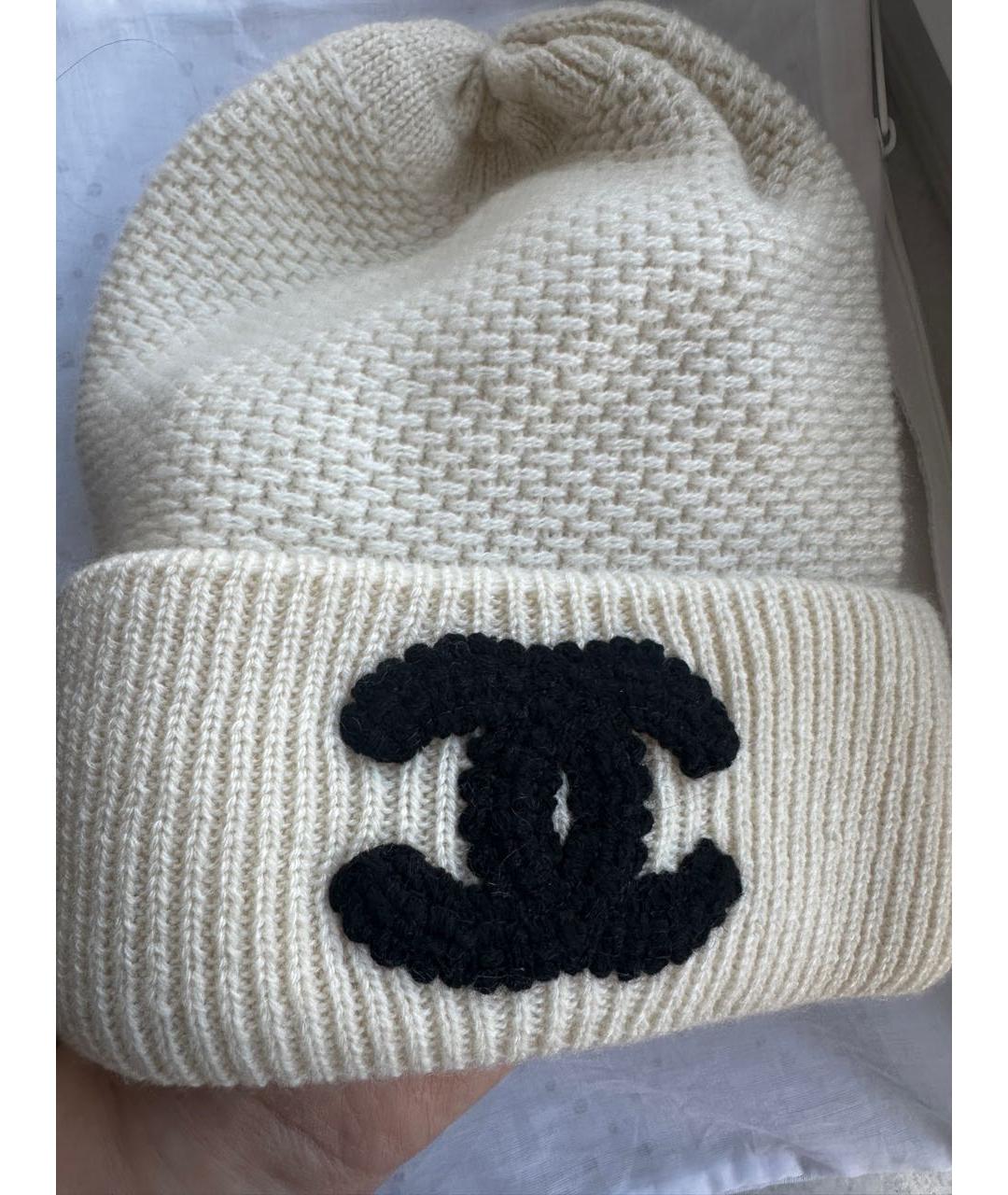 CHANEL Белая кашемировая шапка, фото 2