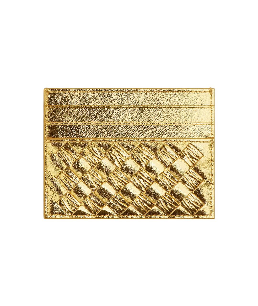 BOTTEGA VENETA Золотой кожаный кардхолдер, фото 1