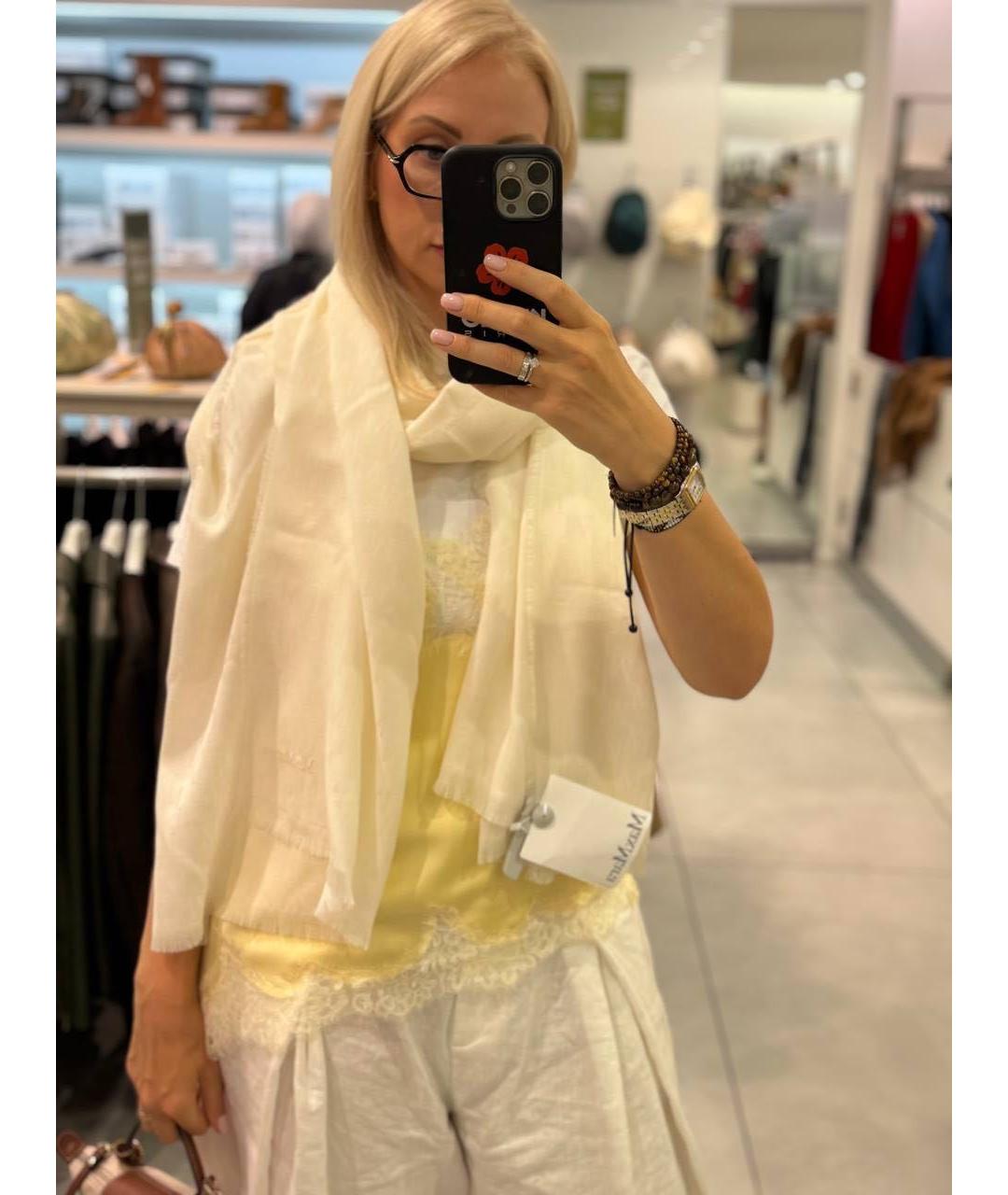 MAX MARA Белый шерстяной шарф, фото 5
