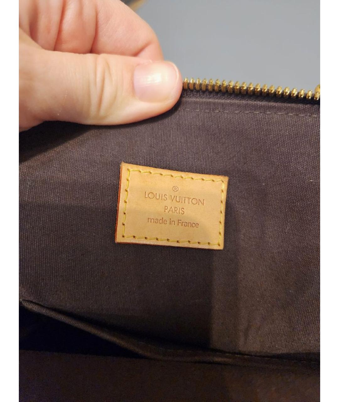 LOUIS VUITTON Бордовая сумка тоут из лакированной кожи, фото 5