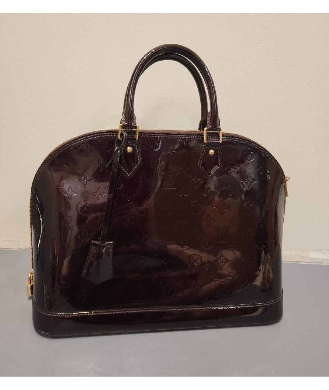 LOUIS VUITTON Бордовая сумка тоут из лакированной кожи, фото 10