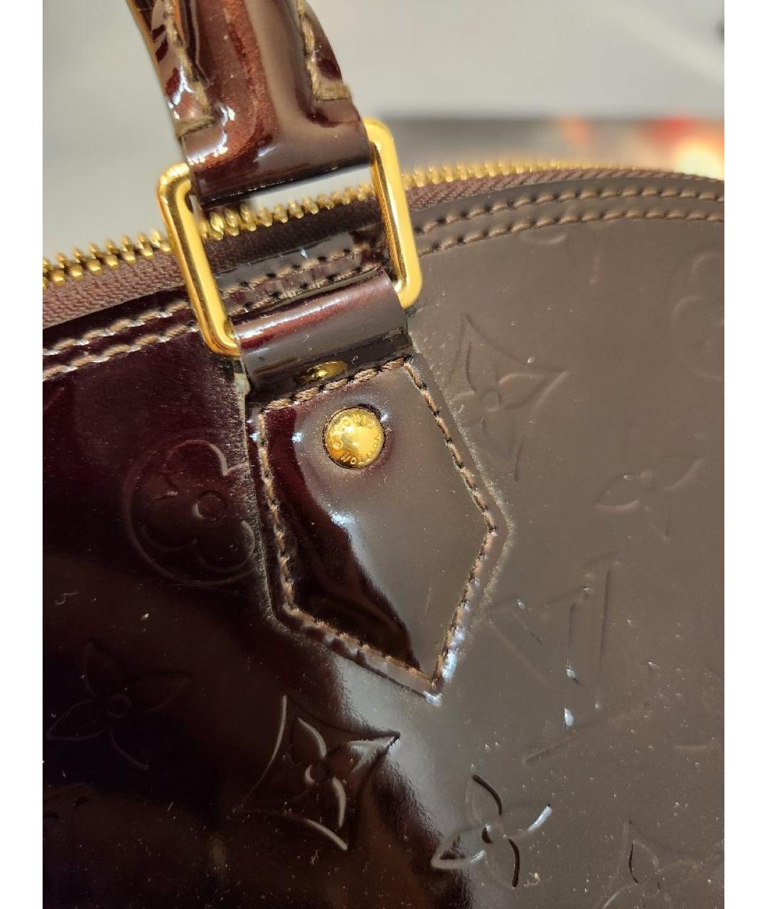 LOUIS VUITTON Бордовая сумка тоут из лакированной кожи, фото 8