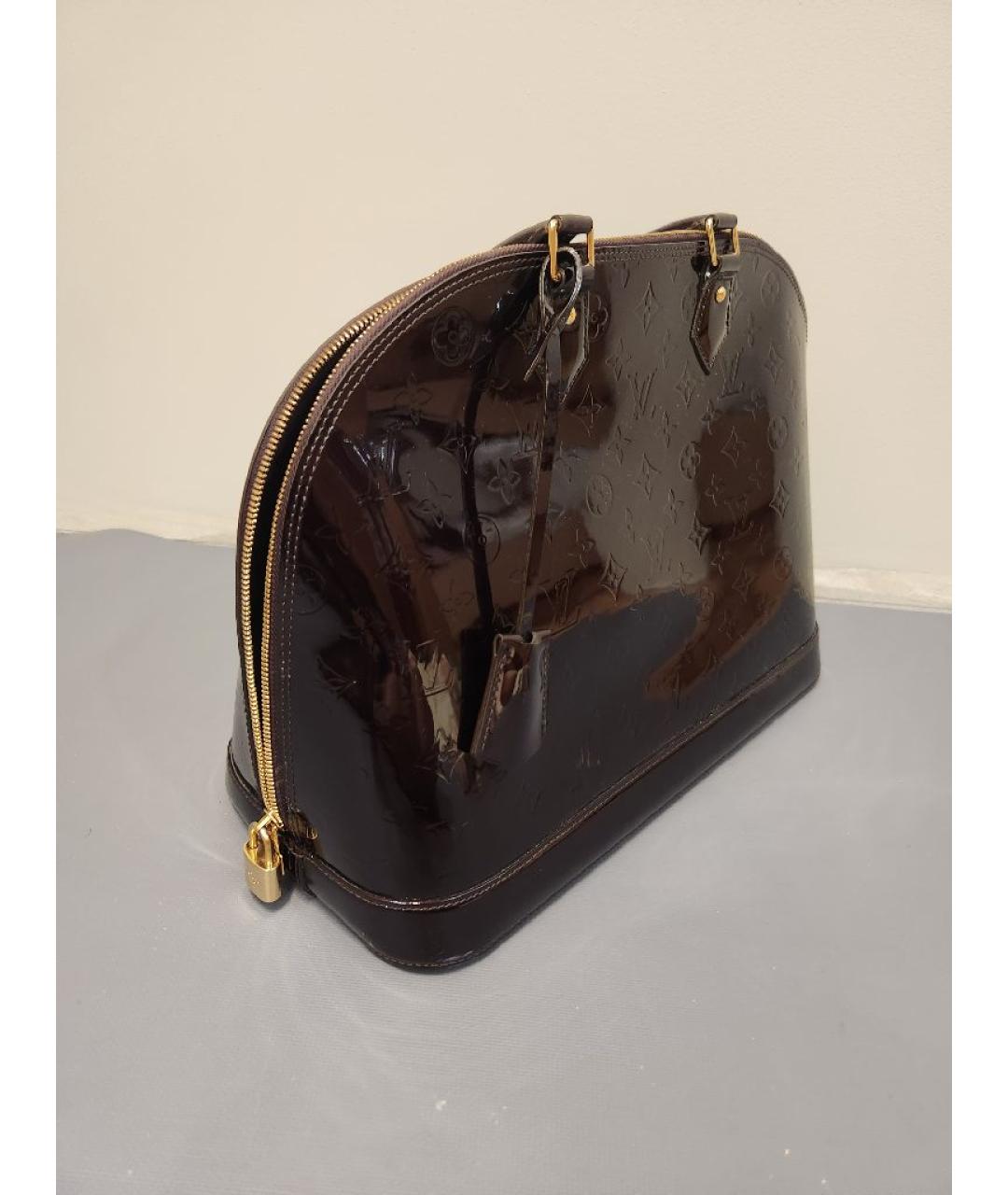 LOUIS VUITTON Бордовая сумка тоут из лакированной кожи, фото 2