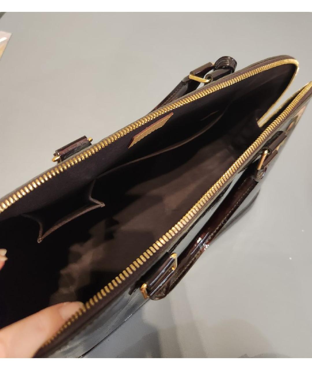 LOUIS VUITTON Бордовая сумка тоут из лакированной кожи, фото 4