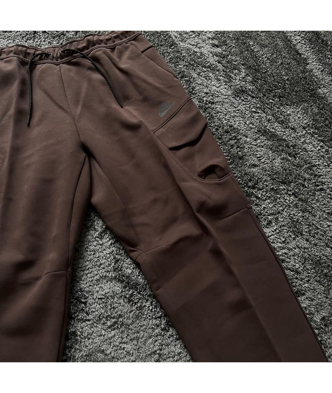 NIKE Коричневые хлопковые повседневные брюки, фото 3