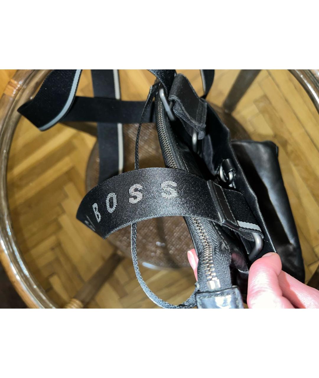 HUGO BOSS Черная кожаная сумка на плечо, фото 8