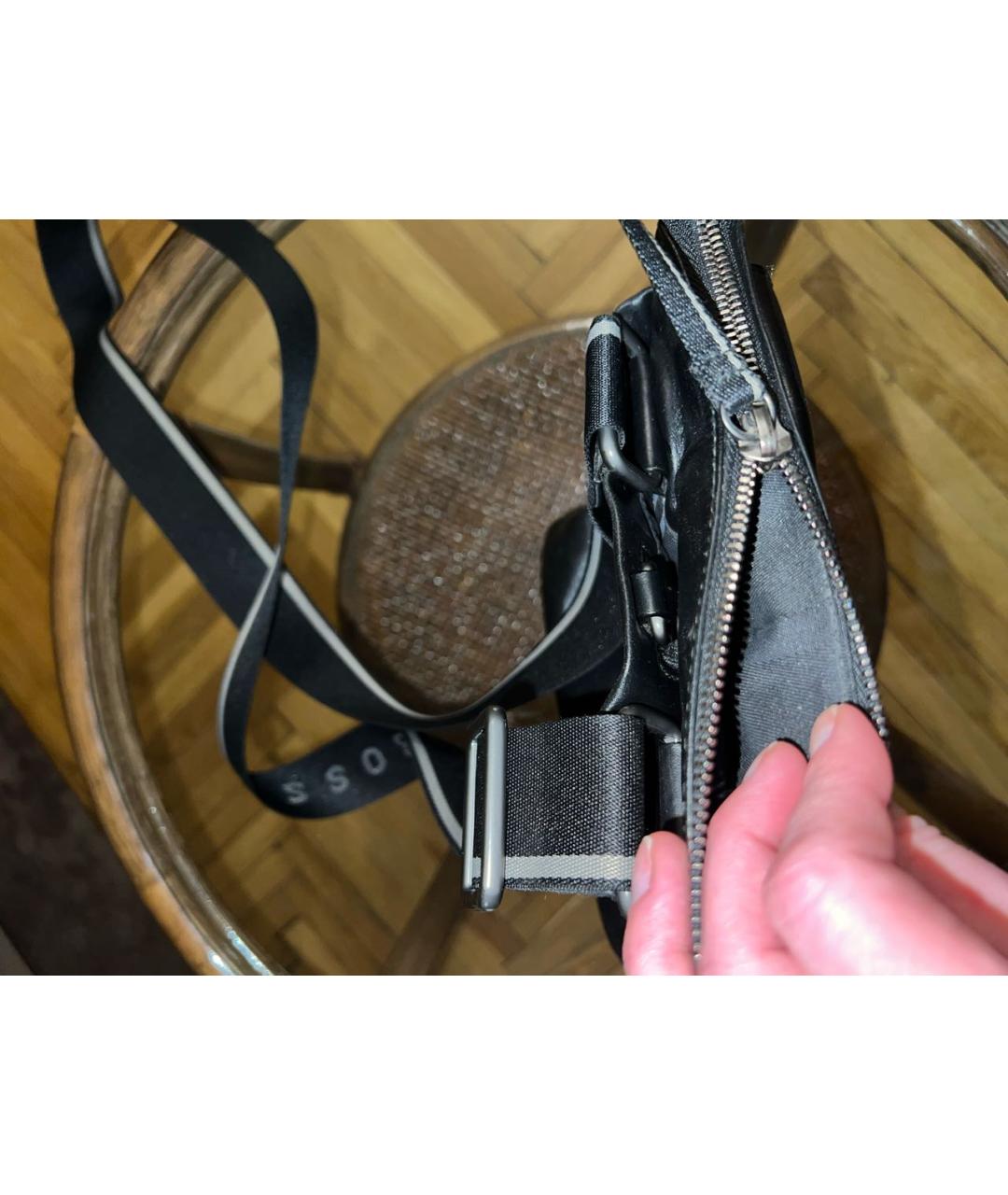 HUGO BOSS Черная кожаная сумка на плечо, фото 4