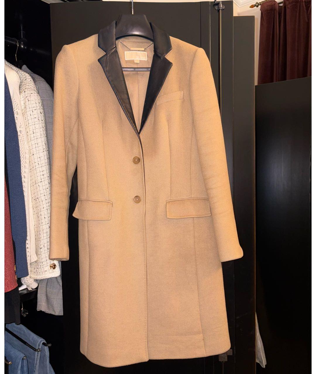 MICHAEL MICHAEL KORS Бежевое шерстяное пальто, фото 5