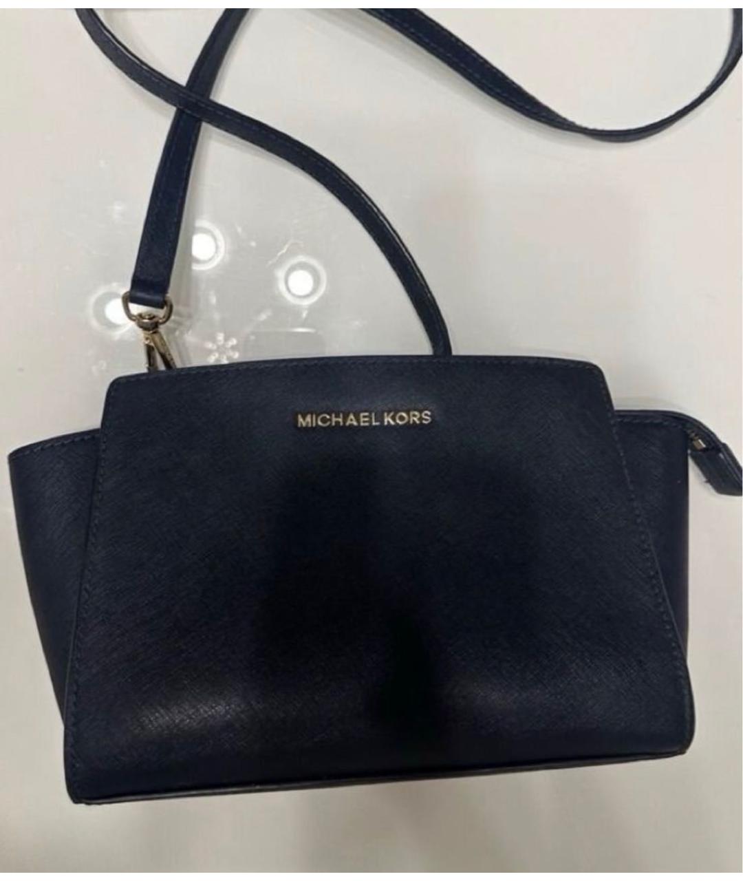 MICHAEL KORS Темно-синяя кожаная сумка через плечо, фото 6