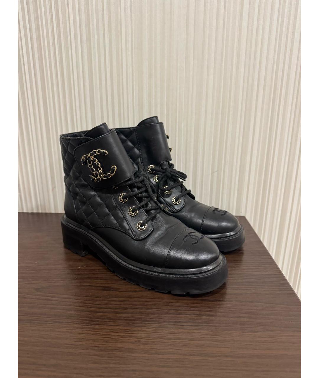 CHANEL Черные кожаные ботинки, фото 2