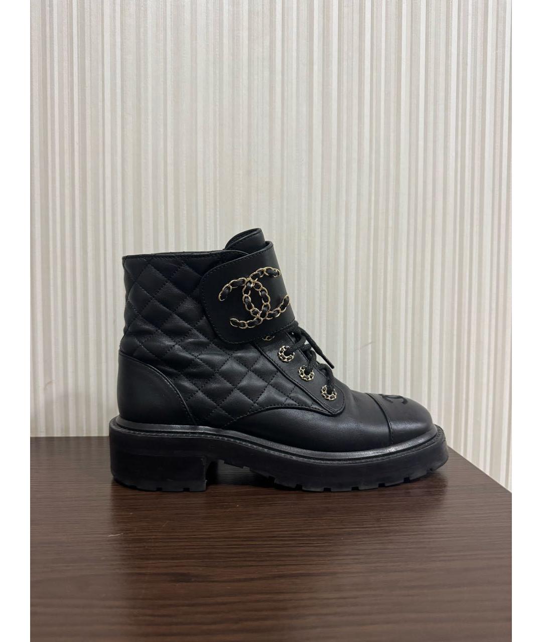 CHANEL Черные кожаные ботинки, фото 5