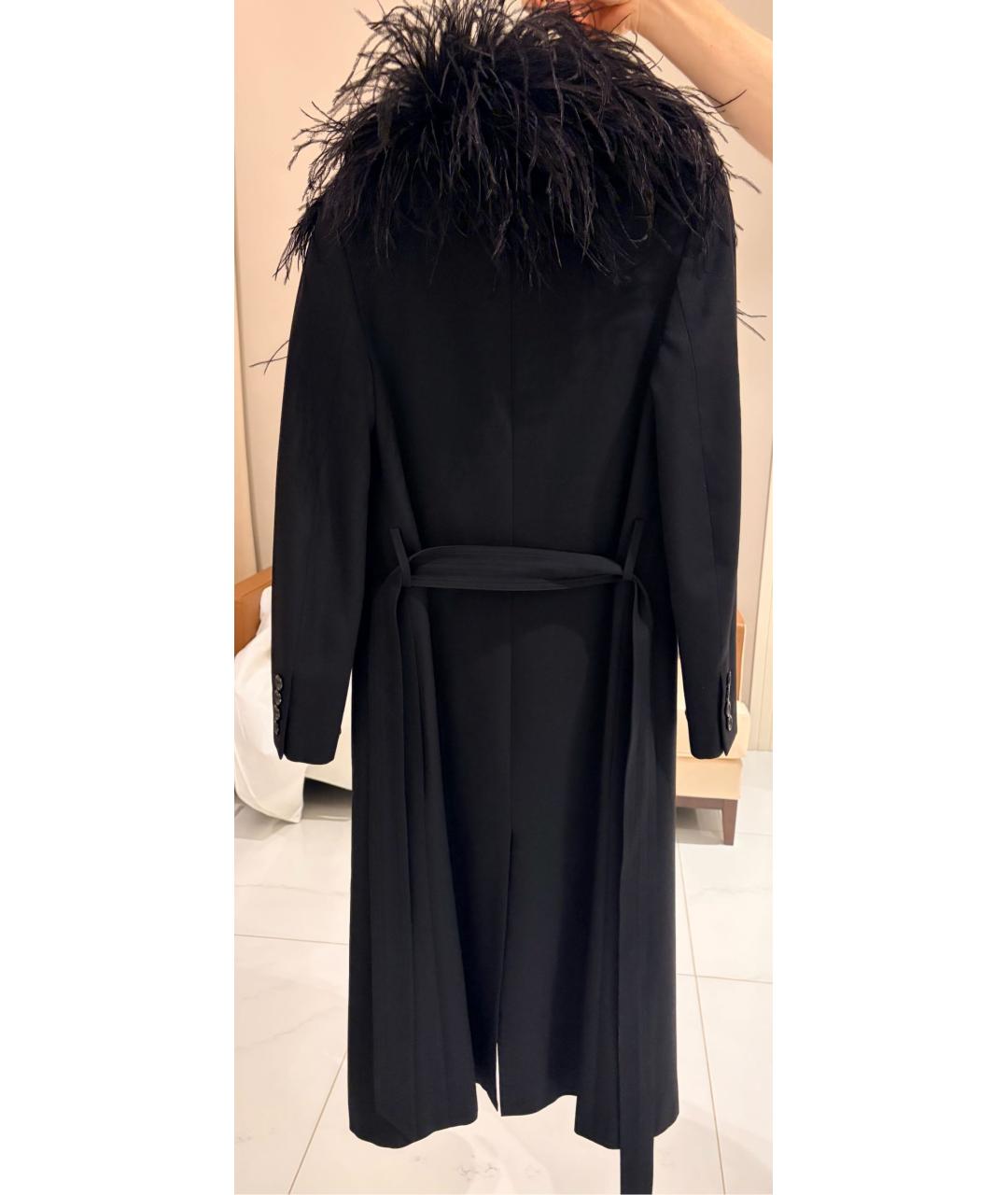 SAINT LAURENT Черное шерстяное пальто, фото 2