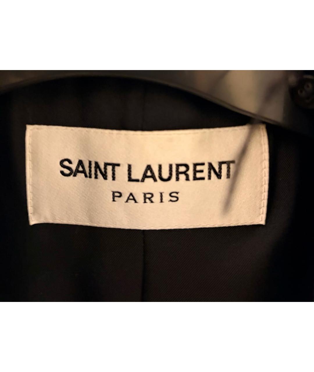 SAINT LAURENT Черное шерстяное пальто, фото 3