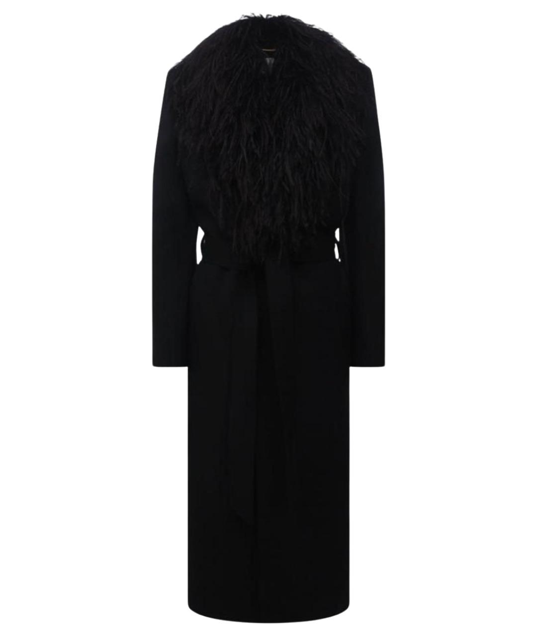 SAINT LAURENT Черное шерстяное пальто, фото 1