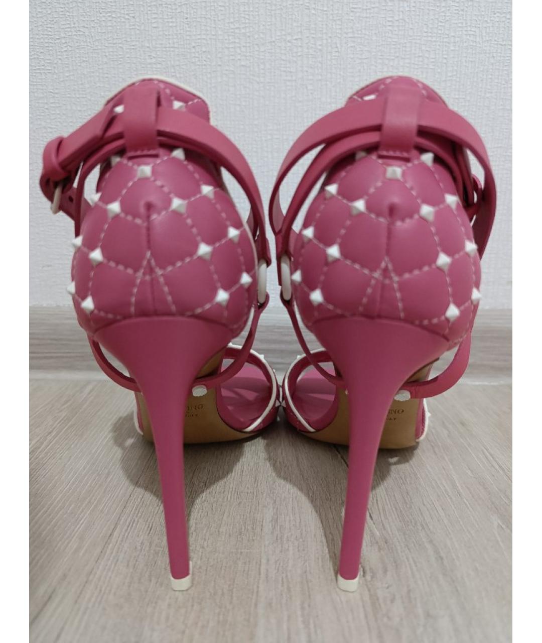 VALENTINO Розовые кожаные босоножки, фото 3