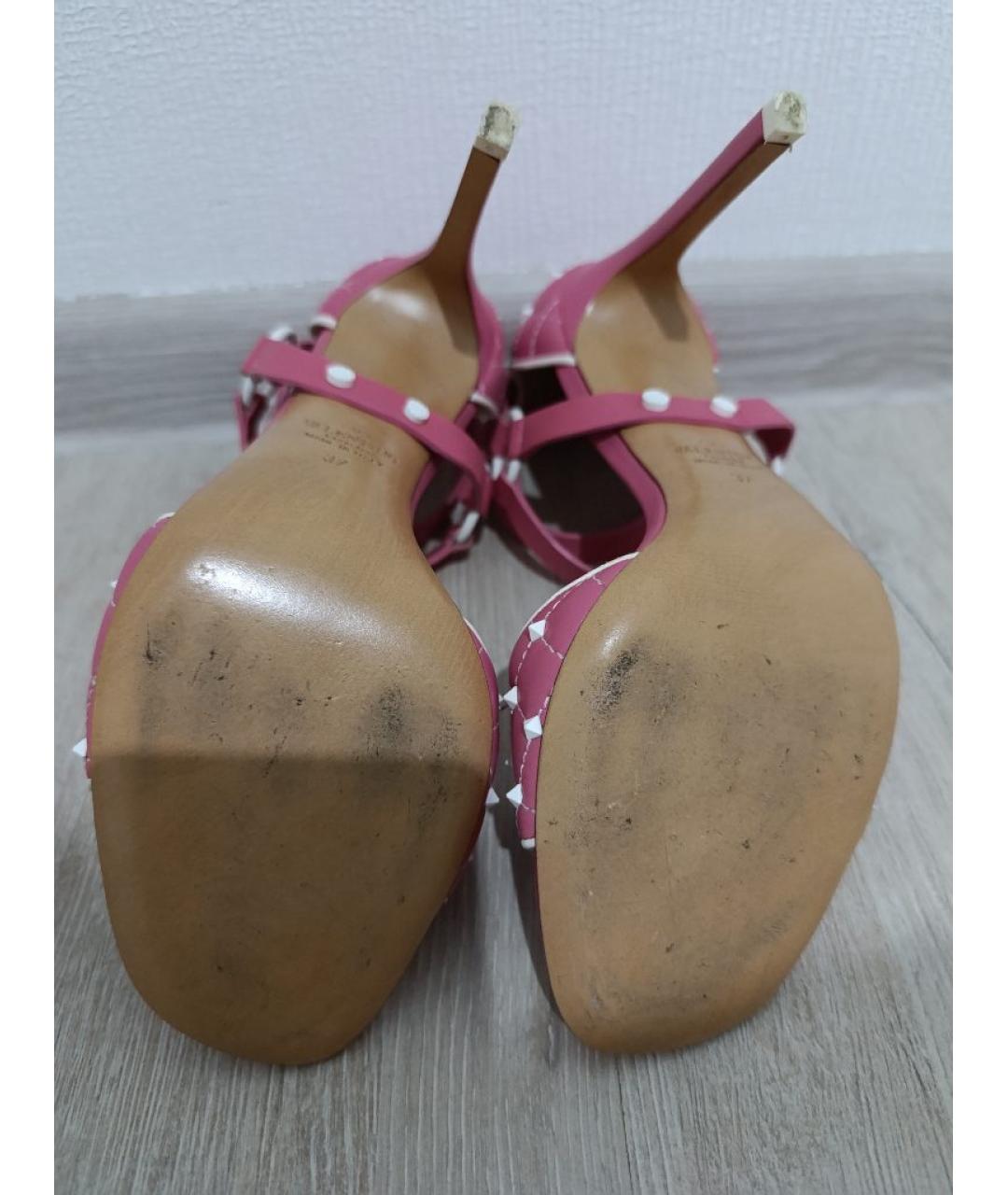 VALENTINO Розовые кожаные босоножки, фото 5