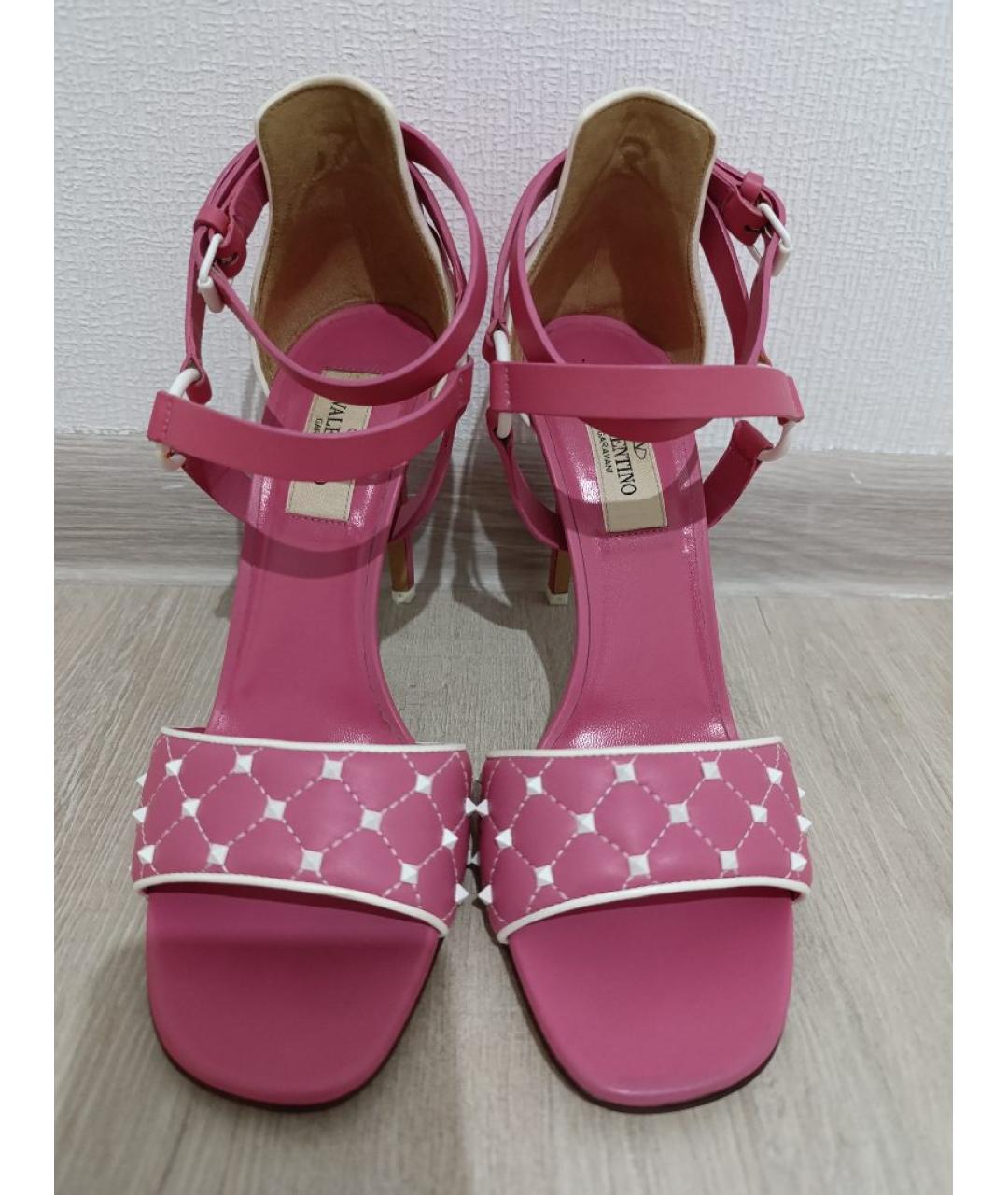 VALENTINO Розовые кожаные босоножки, фото 2