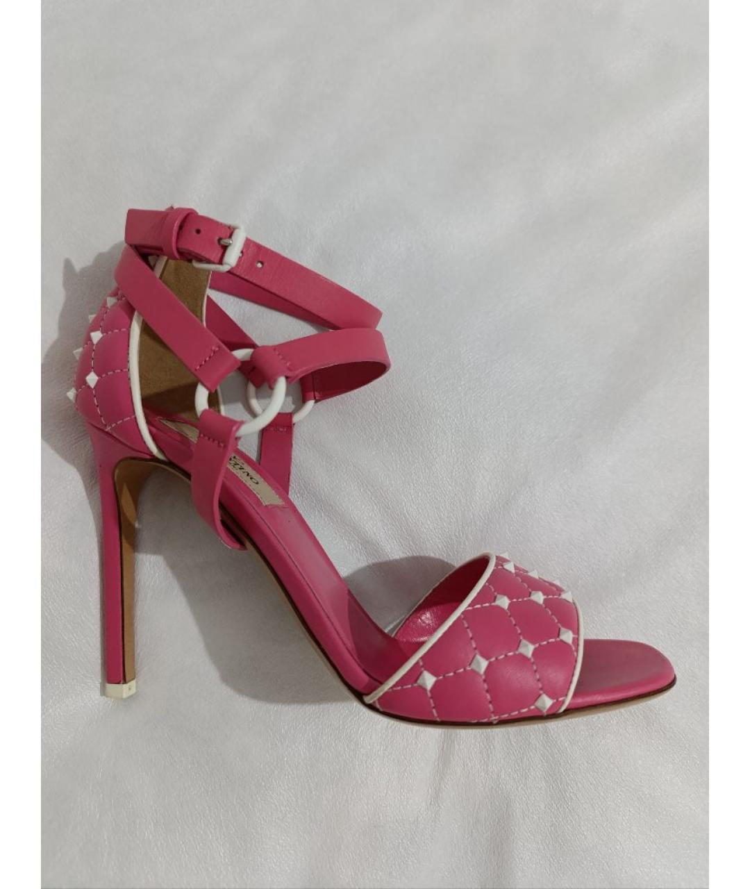 VALENTINO Розовые кожаные босоножки, фото 6
