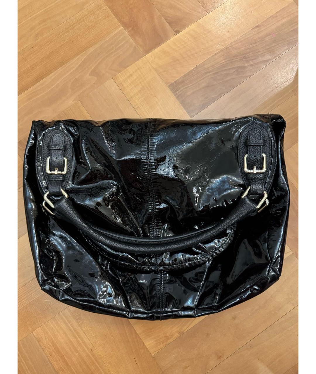MAX MARA Черная сумка с короткими ручками из лакированной кожи, фото 4